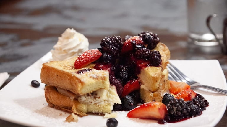 French toast stuffed with cheesecake filling and mixed berry compote...