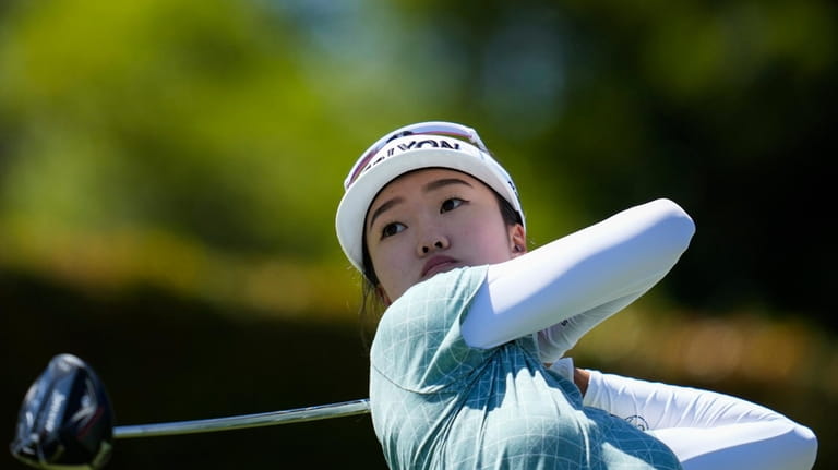 Grace Kim hits from the second tee during the third...
