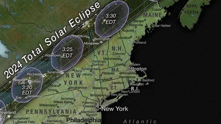 The path of the April 8 solar eclipse.
