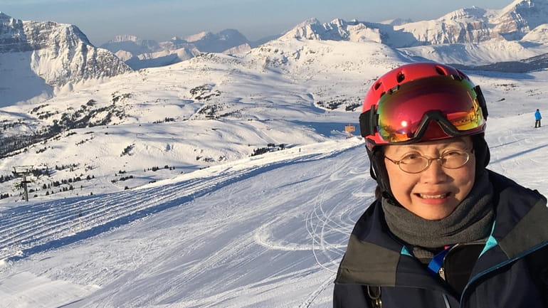 Rose Ng during a ski trip to Lake Louise in Canada...