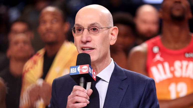 NBA Commissioner Adam Silver talks after the 2023 NBA All...