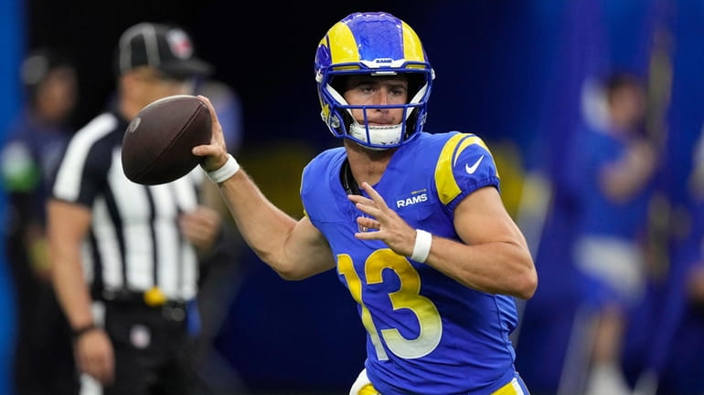 FILE -Los Angeles Rams quarterback Stetson Bennett throws during the...