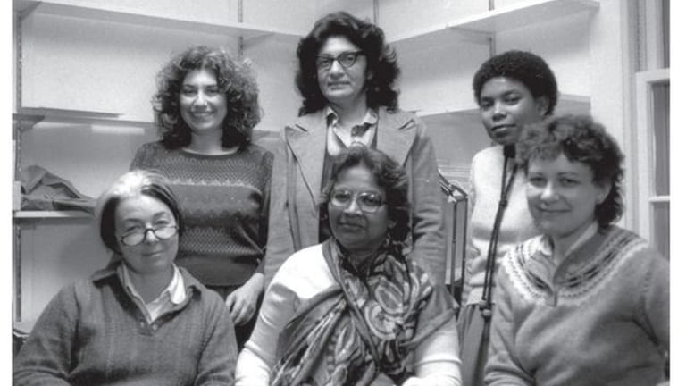 Florence Howe, bottom left, with staffers of the Feminist Press...