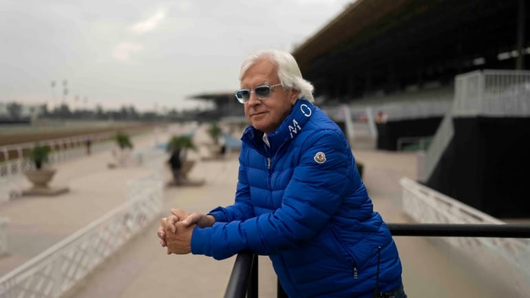 Trainer Bob Baffert stands for a photo ahead of the...