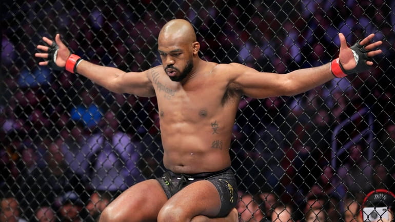 Jon Jones goes through his pre-fight routine in the ring...