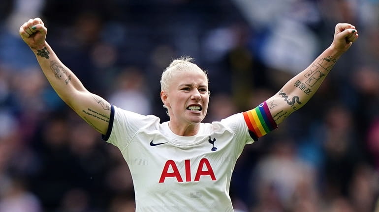 Tottenham's Bethany England celebrates after the Adobe Women's FA Cup...