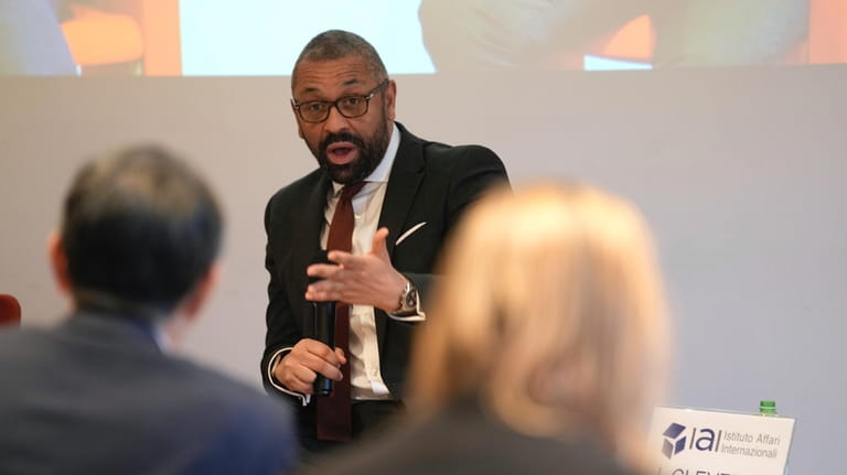 Britain's Home Secretary, James Cleverly attends "Migration, a global challenge",...
