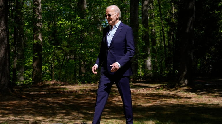 President Joe Biden arrives to speak at Prince William Forest...