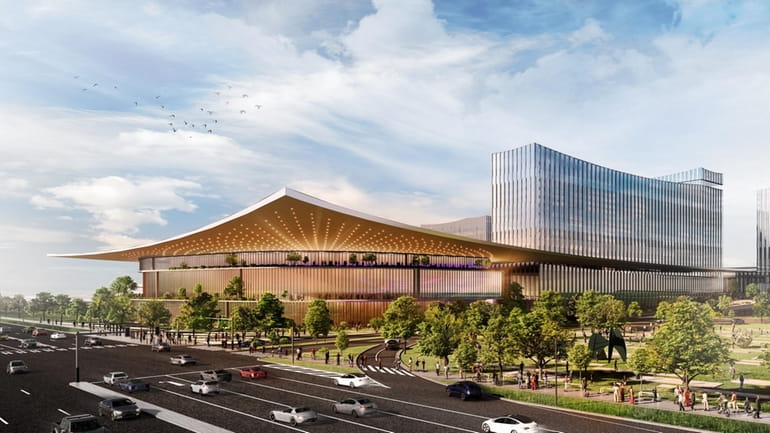 A conceptual rendering shows the exterior of the proposed Sands casino...