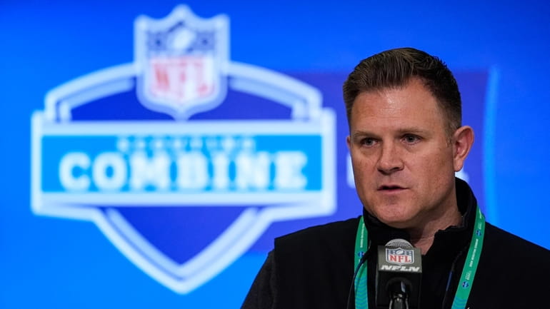 Green Bay Packers general manager Brian Gutekunst speaks during a...