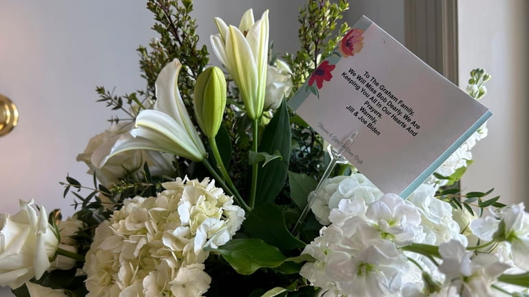 A floral arrangement sent to the late U.S. Senator Bob...