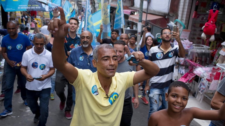Former soccer player Romário campaigns as a gubernatorial candidate at...