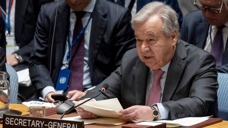 United Nations Secretary General Antonio Guterres speak during a Security...