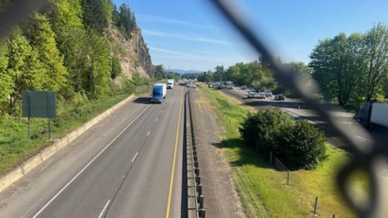 This image provided by KEZI 9 News shows Interstate 5...