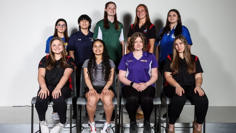 Newsday's All-Long Island girls bowling team for 2023. Front row,...
