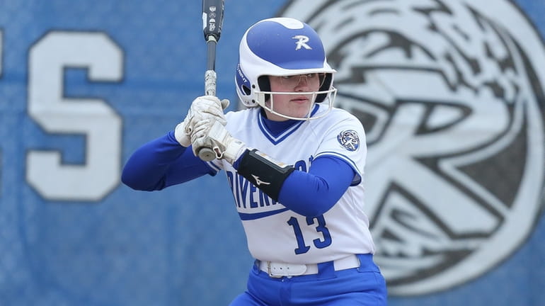 Riverhead's Isabella Dandrea (13) waits for a pitch in the...