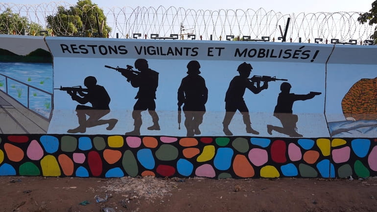 A mural is seen, March 1, 2023, in Ouagadougou, Burkina...
