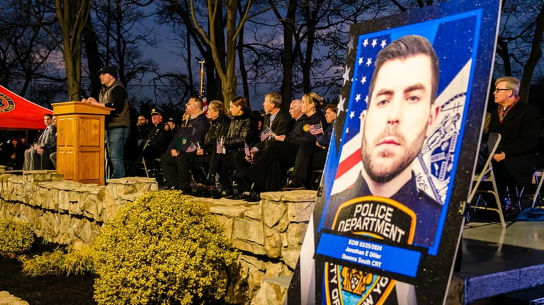 A candlelight vigil for slain NYPD officer Jonathan Diller at...