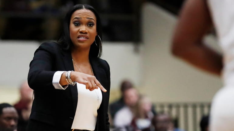 Jackson State coach Tomekia Reed calls out to her team...