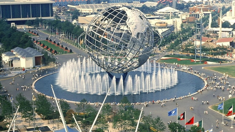 The grounds and Unisphere at the 1964 World's Fair in...