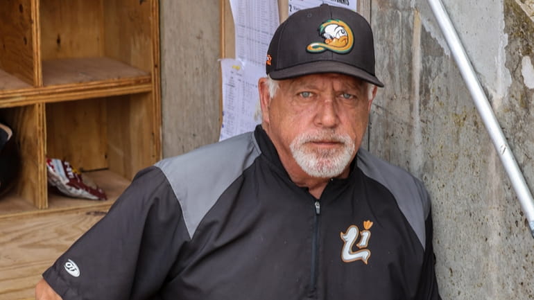 Wally Backman of the Long Island Ducks before a game...