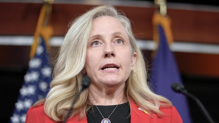 FILE -Rep. Abigail Spanberger, D-Va., speaks during a news conference...