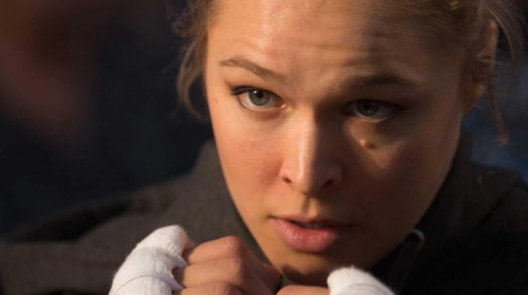 Ronda Rousey at UFC 175 open workouts in Las Vegas...