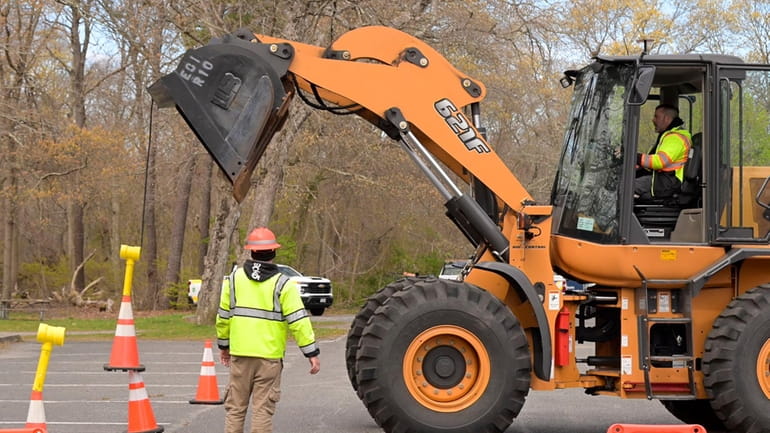 A work zone safety demonstration put on by the New...