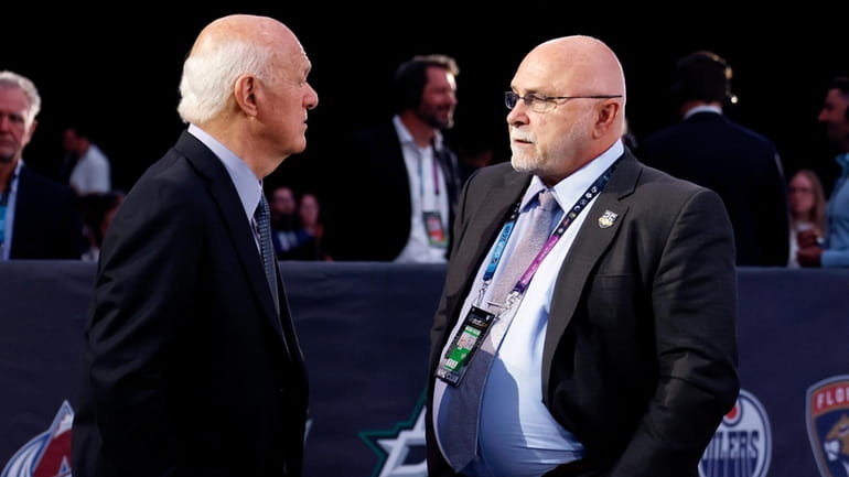 Lou Lamoriello of the Islanders, left, and Barry Trotz of the...