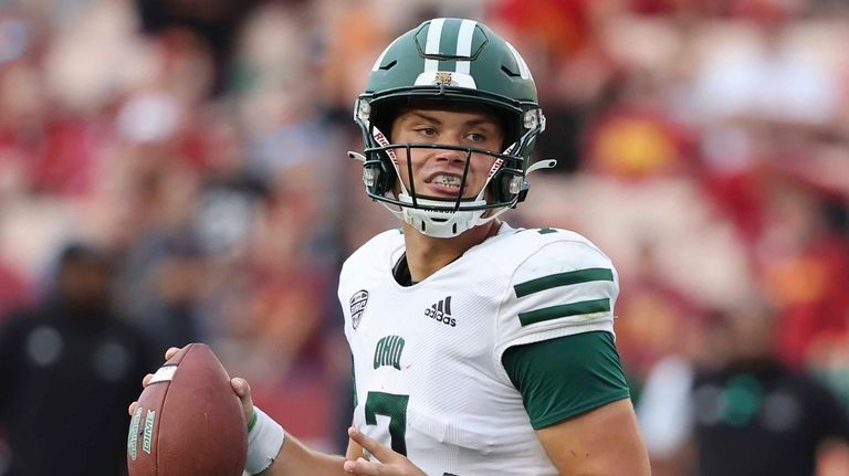 Ohio quarterback Kurtis Rourke (7) plays during an NCAA college...