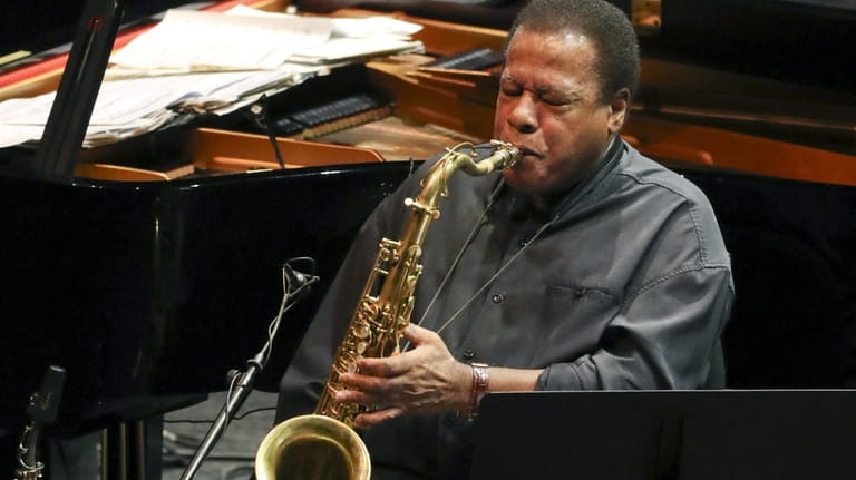 Jazz saxophonist and composer Wayne Shorter performs during a concert...