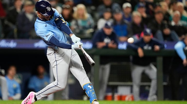 Tampa Bay Rays' Jose Siri hits a two-run home run...