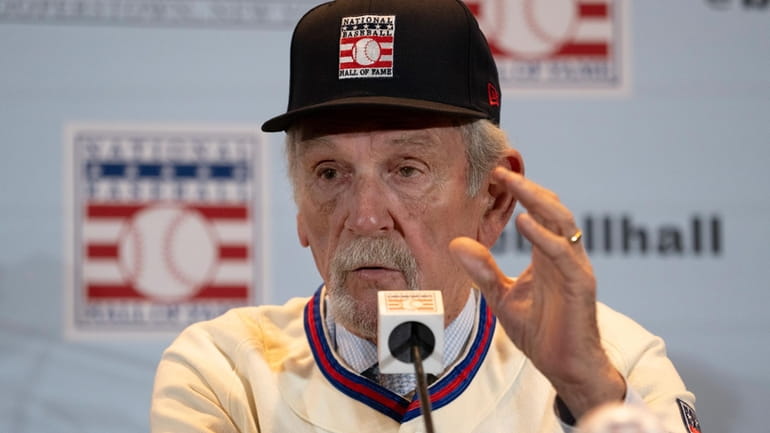 Former baseball manager Jim Leyland responds to questions during a...
