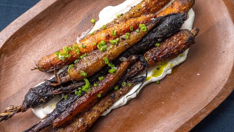 Burnt Carrots and cream is a dish served at Mavericks...