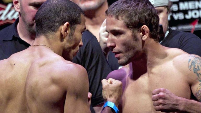 Jose Aldo, left, and Chad Mendes at the UFC 142...