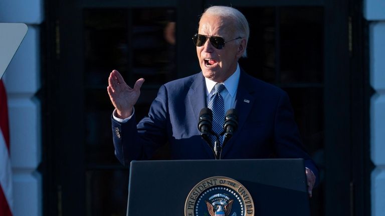 President Joe Biden speaks during the Violence Against Women Act...