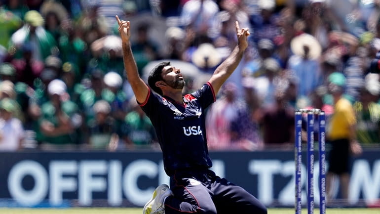 United States' Saurabh Nethralvakar celebrates after their win in the...