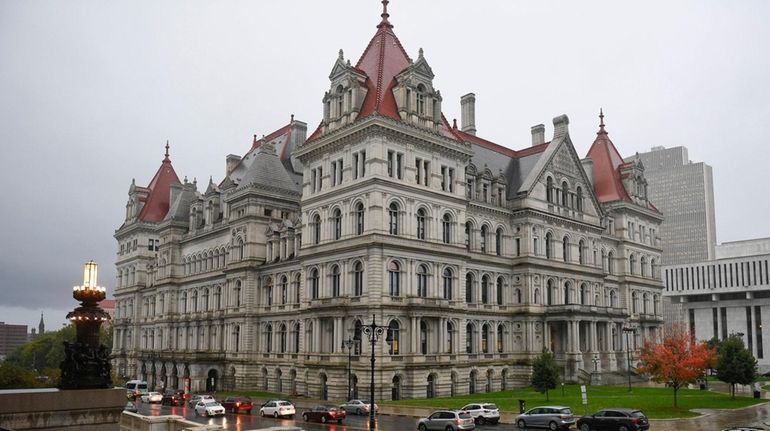 A view of the New York State Capitol seen from...