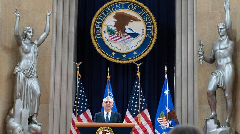 Attorney General Merrick Garland speaks to the U.S. Attorneys who...