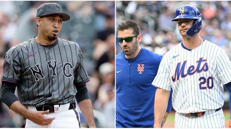 Mets closer Edwin Diaz, left, and first baseman Pete Alonso.