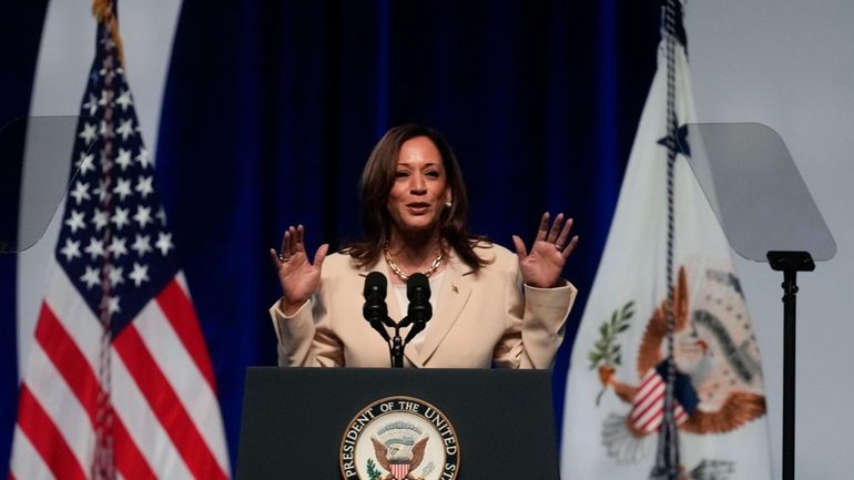 Vice President Kamala Harris speaks during the Zeta Phi Beta...