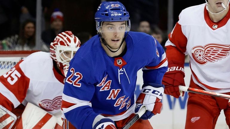 Jonny Brodzinski #22 of the Rangers skates against the Detroit Red...