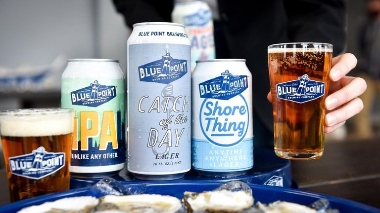 Beer selection and oysters at Blue Point Brewing Co. in Patchogue. 