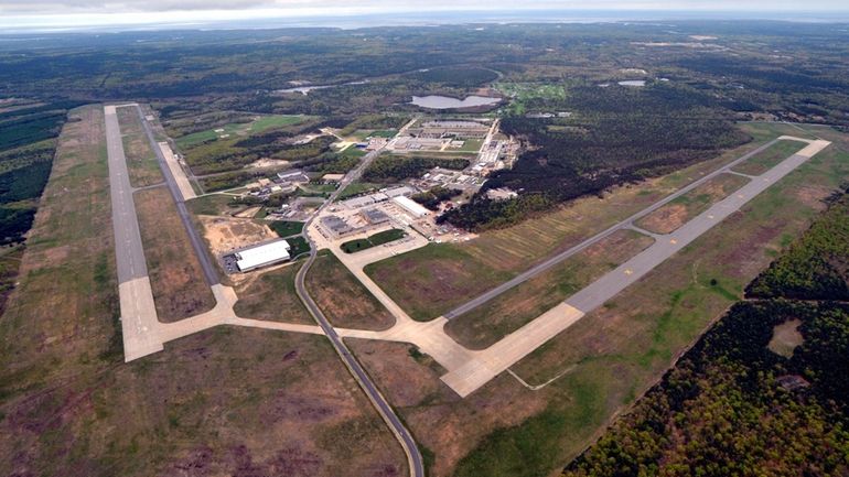 An aerial view of the former Grumman airport at Calverton...