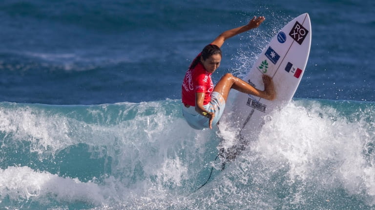 Vahiné Fierro from France competes in the ISA World Surfing...