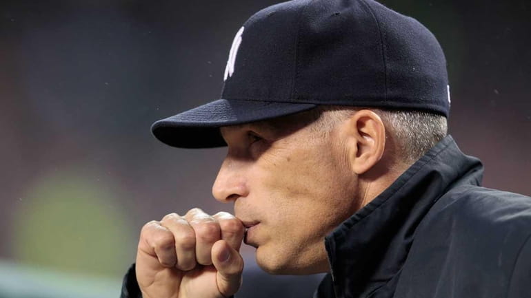 Yankees manager Joe Girardi watches the action during the game...