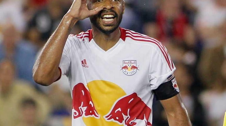 Thierry Henry of the New York Red Bulls yells at...