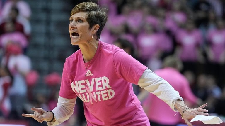 FILE - Indiana coach Teri Moren shouts during the first...