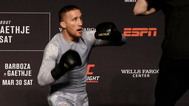 UFC fighter Justin Gaethje works out in Philadelphia on March...