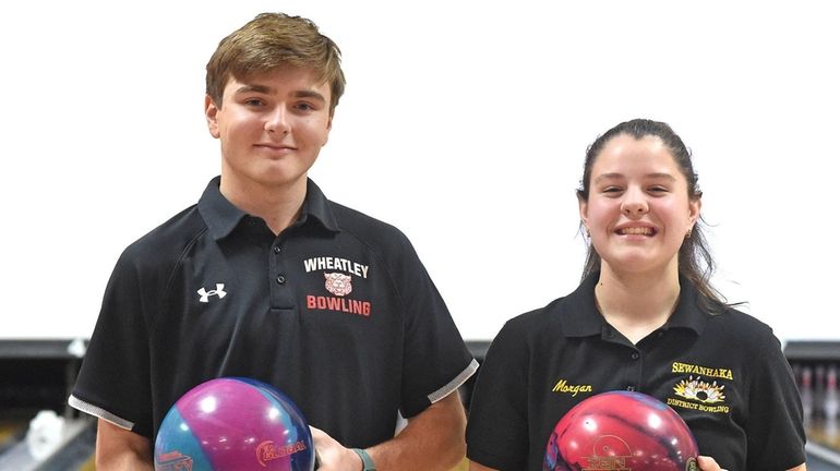 Joseph Dolezal of Wheatley and Morgan Winchell of Sewanhaka pose...